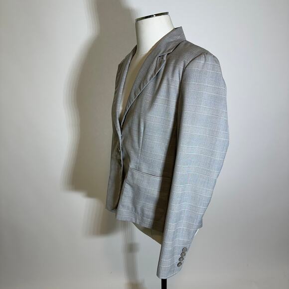 Tailor B. Moss Gray Plaid 3 Button Blazer Suit Jacket Womens Size 12 Career Work - Picture 4 of 11